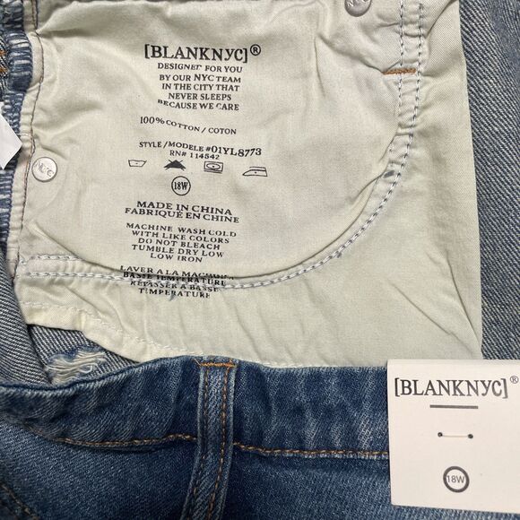 Blank NYC 18W Shorts Denim High Rise Womens Cutoffs Distressed Sustainable NWT - Picture 5 of 11